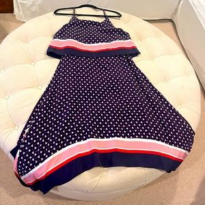 Joie 100% silk navy dotted dress
